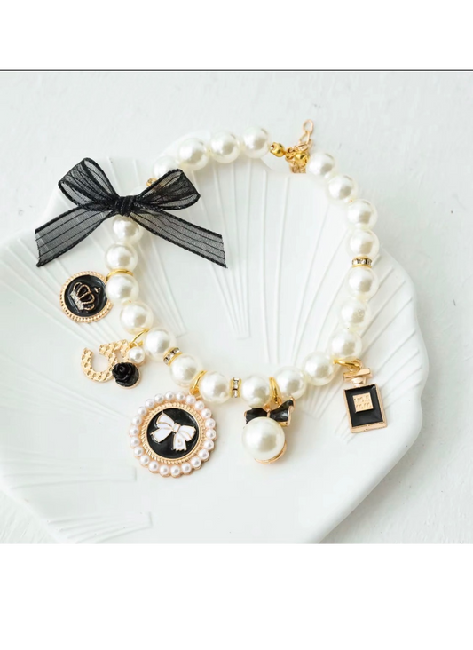 Dog Pearl Necklace - Adjustable Neck Collar