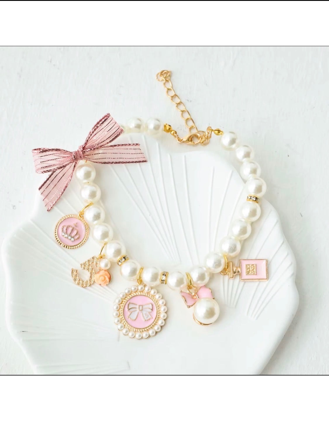 Dog Pearl Necklace - Adjustable Neck Collar